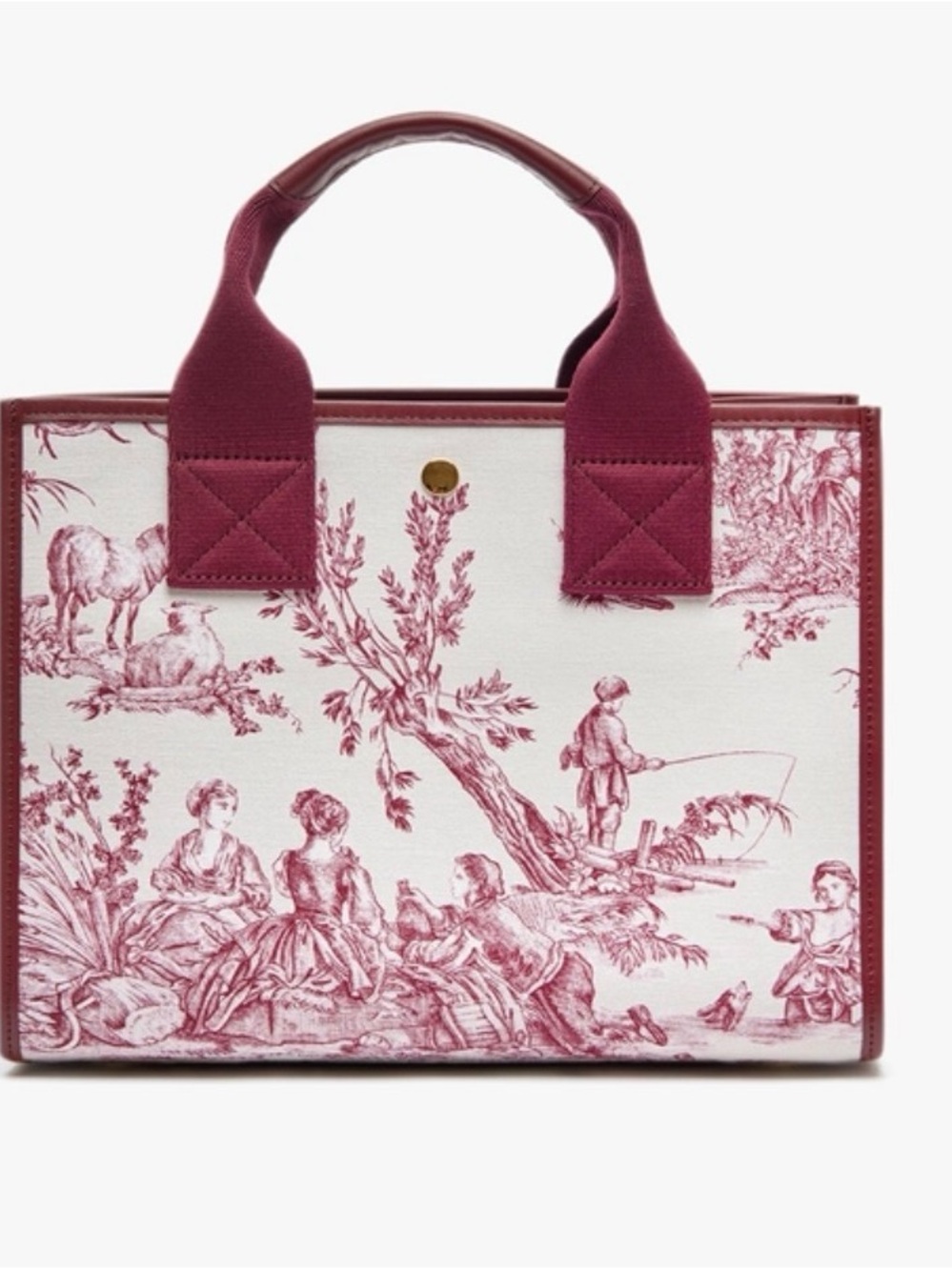 Billiontem Tote Bag in Burgundy Toile Print